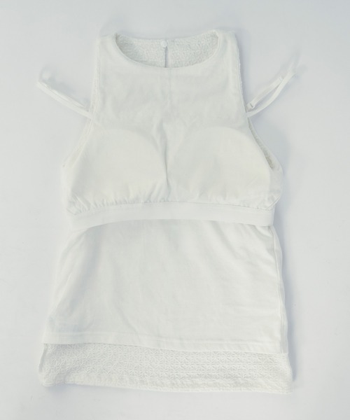 Ezick(エジック)の「Padded bubble jacquard inner/パッドツキフクレジャガードホルターネックタンク(タンクトップ・レディース・ブラック/オフホワイト・FREE)」の17枚目の写真