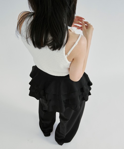 Ezick(エジック)の「Padded bubble jacquard inner/パッドツキフクレジャガードホルターネックタンク(タンクトップ・レディース・ブラック/オフホワイト・FREE)」の13枚目の写真