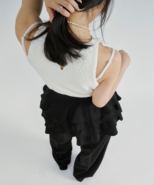 Ezick(エジック)の「Padded bubble jacquard inner/パッドツキフクレジャガードホルターネックタンク(タンクトップ・レディース・ブラック/オフホワイト・FREE)」の14枚目の写真