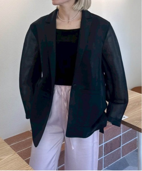 AMELY(エミリー)の「【インフルエンサーコラボ】シアージャケット(テーラードジャケット・レディース・ブラック系その他/ベージュ系その他/ブラック/ベージュ・フリー)」の8枚目の写真