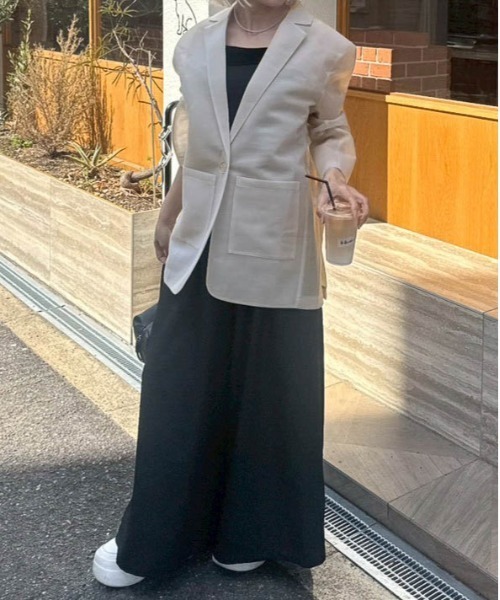 AMELY(エミリー)の「【インフルエンサーコラボ】シアージャケット(テーラードジャケット・レディース・ブラック系その他/ベージュ系その他/ブラック/ベージュ・フリー)」の16枚目の写真