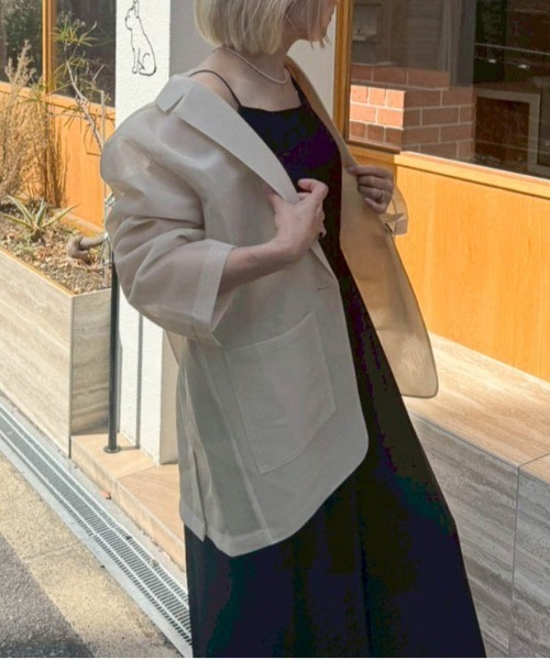 AMELY(エミリー)の「【インフルエンサーコラボ】シアージャケット(テーラードジャケット・レディース・ブラック系その他/ベージュ系その他/ブラック/ベージュ・フリー)」の18枚目の写真