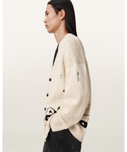 ALLSAINTS（オールセインツ）の「TABUA OVERSIZED JACQUARD CARDIGAN | TABUA オーバーサイズ ジャカード カーディガン（カーディガン/ボレロ・メンズ・ホワイト系その他・XS/S/M/L）」の7枚目の写真