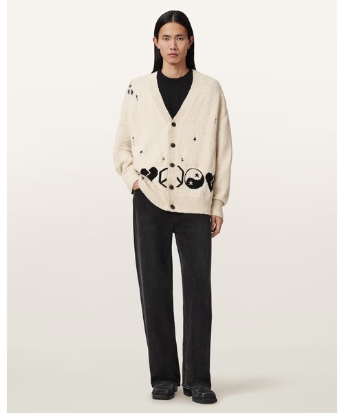 ALLSAINTS（オールセインツ）の「TABUA OVERSIZED JACQUARD CARDIGAN | TABUA オーバーサイズ ジャカード カーディガン（カーディガン/ボレロ・メンズ・ホワイト系その他・XS/S/M/L）」の2枚目の写真