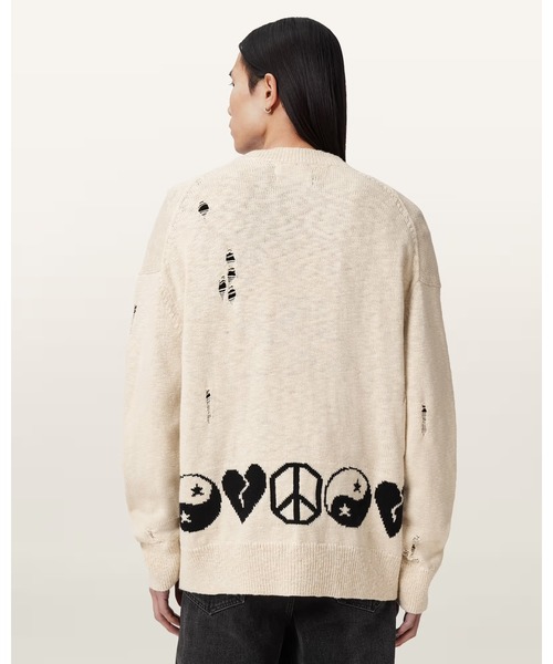 ALLSAINTS（オールセインツ）の「TABUA OVERSIZED JACQUARD CARDIGAN | TABUA オーバーサイズ ジャカード カーディガン（カーディガン/ボレロ・メンズ・ホワイト系その他・XS/S/M/L）」の3枚目の写真