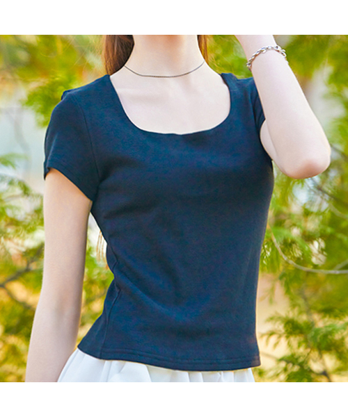 KOLEAT(コレット)の「夏モーダルプレミアムラウンドネック無地半袖Tシャツ(4色)613(Tシャツ/カットソー・レディース・ホワイト/ブラック/グレー/ブルー・FREE)」の2枚目の写真