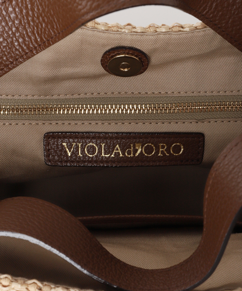 VIOLAd'ORO(ヴィオラドーロ)の「VIOLAd’ORO/ ヴィオラドーロ ラフィアシート ベルトモチーフバッグ(ショルダーバッグ・レディース・ベージュ・FREE)」の11枚目の写真