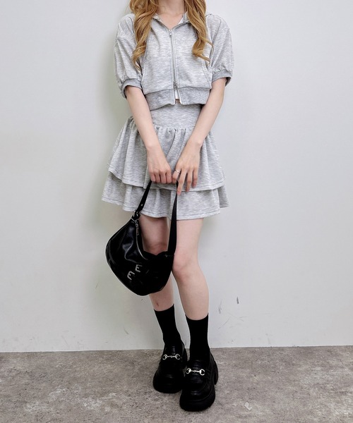 INGNI(イング)の「ラメポンチジップパーカー+スカパン/セットアップ(セットアップ・レディース・グレー/ブラック・M)」の8枚目の写真