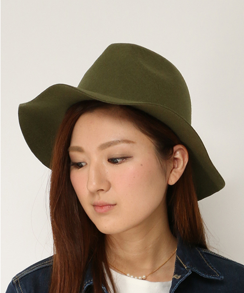 LBC(エルビーシー)の「フェルト中折れツバ広ハット(ハット・レディース・ベージュ/グレー/オリーブ・ONE SIZE)」の3枚目の写真