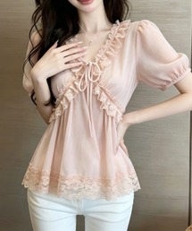 シフォン レース ブラウス
