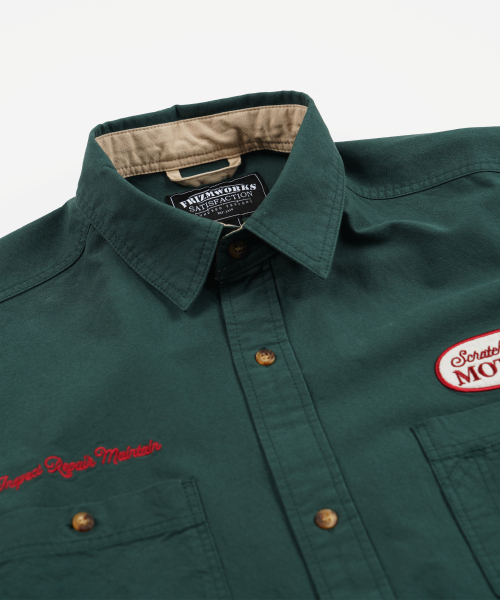 FRIZMWORKS（フリズムワークス）の「SCRATCH BUILT MOTORS HALF SHIRT _ TEAL（シャツ/ブラウス・メンズ・その他・MEDIUM/LARGE/X-LARGE）」の2枚目の写真
