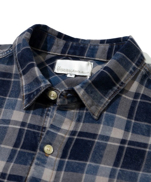 Universal Style Wear（ユニバーサルスタイルウェア）の「Universal Style Wear/ユニバーサルスタイルウェア　INDIGO Plaid damage shirt（シャツ/ブラウス・メンズ・ダークインディゴブルー/インディゴブルー・X-LARGE/MEDIUM/LARGE）」の3枚目の写真