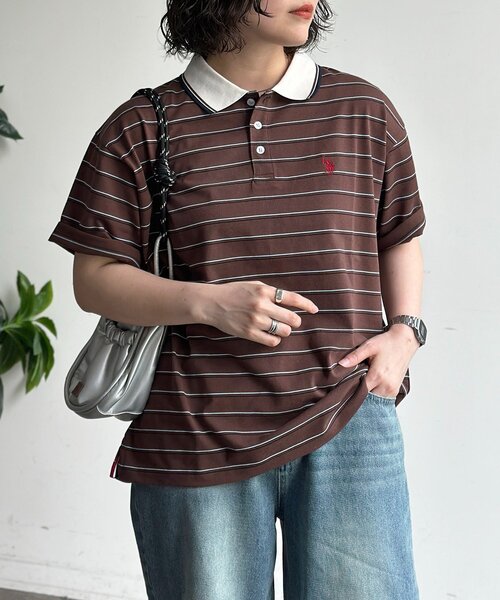 U.S. POLO ASSN.(ユーエスポロアッスン)の「【U.S. POLO ASSN.】ボーダーポロ(ポロシャツ・メンズ・ブラウン/ネイビー/アイボリー・MEDIUM/LARGE)」の3枚目の写真