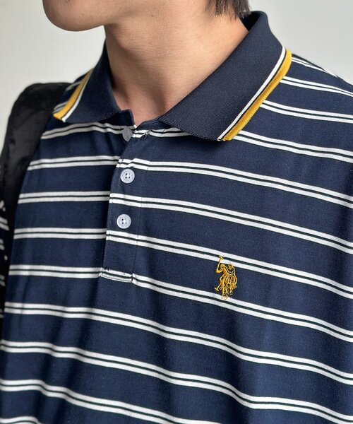U.S. POLO ASSN.(ユーエスポロアッスン)の「【U.S. POLO ASSN.】ボーダーポロ(ポロシャツ・メンズ・ブラウン/ネイビー/アイボリー・MEDIUM/LARGE)」の4枚目の写真
