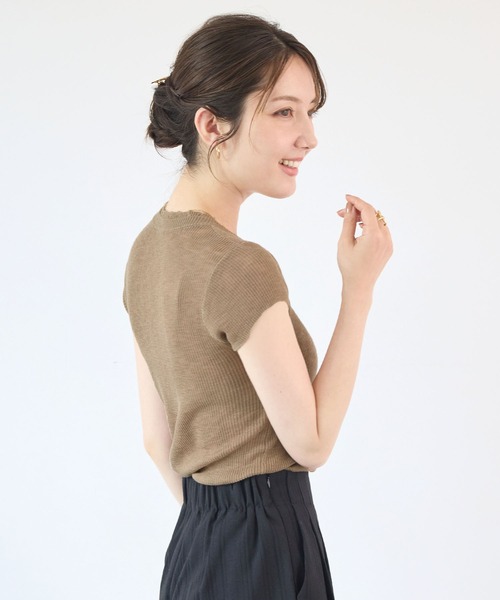 Futier land（フューティアランド）の「透かし編みサマーニットトップス（Tシャツ/カットソー・レディース・ライトブルー/ネイビー/ブラウン/オフホワイト・FREE）」の18枚目の写真