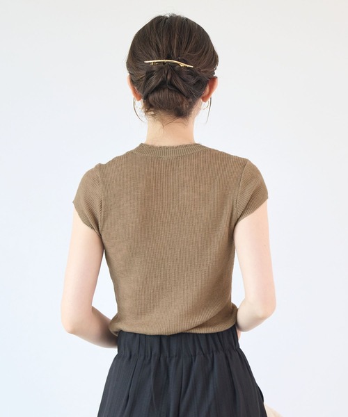 Futier land（フューティアランド）の「透かし編みサマーニットトップス（Tシャツ/カットソー・レディース・ライトブルー/ネイビー/ブラウン/オフホワイト・FREE）」の19枚目の写真