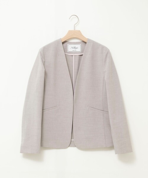 NOLLEY’S(ノーリーズ)の「《セットアップ対応/接触冷感》【BECシリーズ】ハイスペックトロVネックジャケット(ノーカラージャケット・レディース・ライトグレー/ネイビー・38/36)」の19枚目の写真