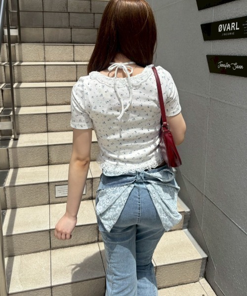 continuer de NICE CLAUP(コンティニューデナイスクラップ)の「バックリボンレースフレアーパンツ(その他パンツ・レディース・スミクロ/その他/ケミカルウォッシュ・SMALL/MEDIUM)」の10枚目の写真