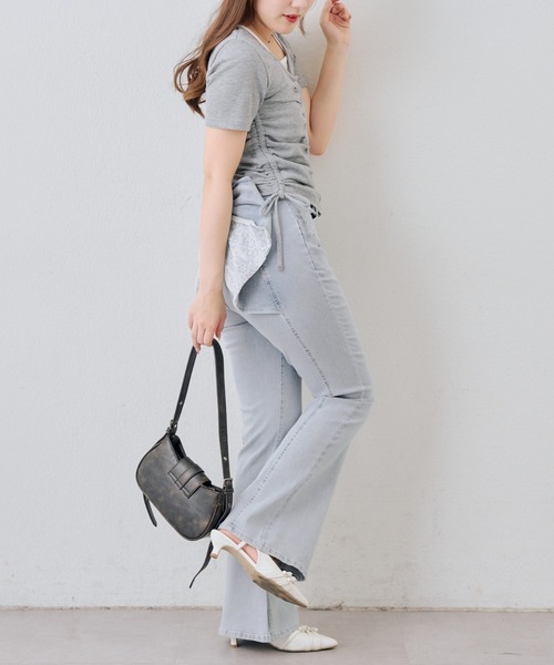 continuer de NICE CLAUP(コンティニューデナイスクラップ)の「バックリボンレースフレアーパンツ(その他パンツ・レディース・スミクロ/その他/ケミカルウォッシュ・SMALL/MEDIUM)」の22枚目の写真