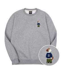 ミニミビーニブロドッグ刺繍裏起毛オーバーサイズスウェット