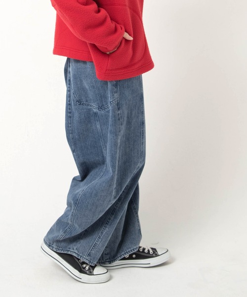 R4481 ワイドコクーンのヘリンボーンデニムパンツ（デニムパンツ