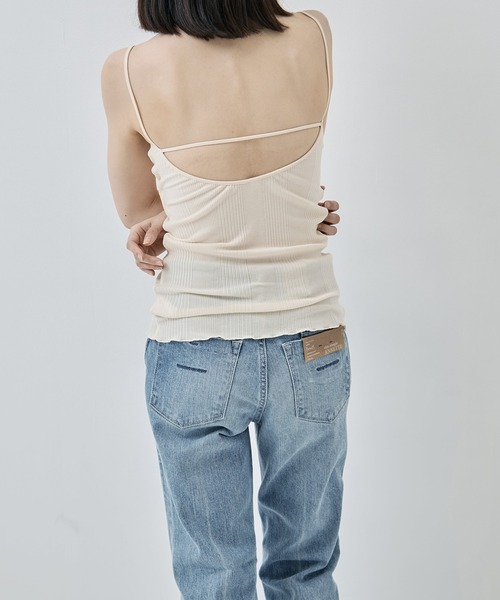 HAKUJI/ハクジ】Random rib open back cami/ランダムリブオープン