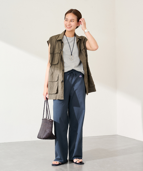 FRAMeWORK(フレームワーク)の「CHAMPION/チャンピオン 別注16S/1 JERESY easy PANTS(その他パンツ・レディース・ベージュ/ネイビー・FREE)」の5枚目の写真