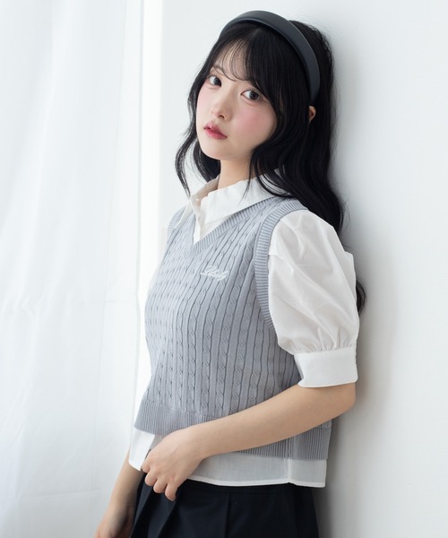 WEGO(ウィゴー)の「WEGO/【26年春夏新作】ベストドッキングシャツ(シャツ/ブラウス・レディース・ホワイト/サックスブルー・FREE)」の2枚目の写真