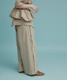 【W:Huku / ブロードストライプ】サイド リボン パンツ / Broad Stripe Side Ribbon Pants