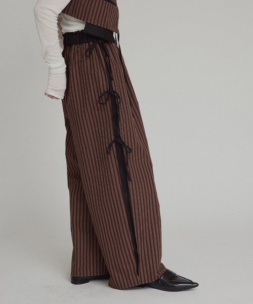 W:Huku(フーク)の「【W:Huku / ブロードストライプ】サイド リボン パンツ / Broad Stripe Side Ribbon Pants(その他パンツ・レディース・ブラック/ブラウン/ブルー/ベージュ・FREE)」の14枚目の写真