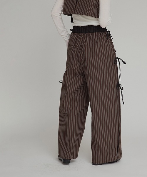 W:Huku(フーク)の「【W:Huku / ブロードストライプ】サイド リボン パンツ / Broad Stripe Side Ribbon Pants(その他パンツ・レディース・ブラック/ブラウン/ブルー/ベージュ・FREE)」の10枚目の写真