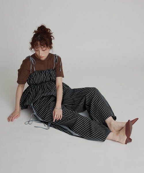 W:Huku(フーク)の「【W:Huku / ブロードストライプ】サイド リボン パンツ / Broad Stripe Side Ribbon Pants(その他パンツ・レディース・ブラック/ブラウン/ブルー/ベージュ・FREE)」の11枚目の写真