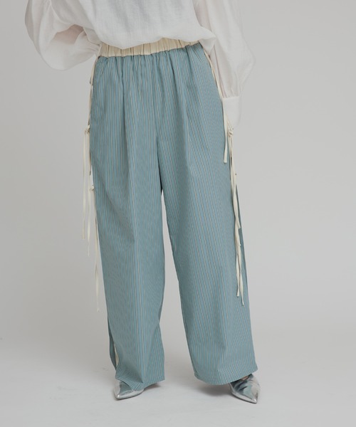 W:Huku(フーク)の「【W:Huku / ブロードストライプ】サイド リボン パンツ / Broad Stripe Side Ribbon Pants(その他パンツ・レディース・ブラック/ブラウン/ブルー/ベージュ・FREE)」の13枚目の写真