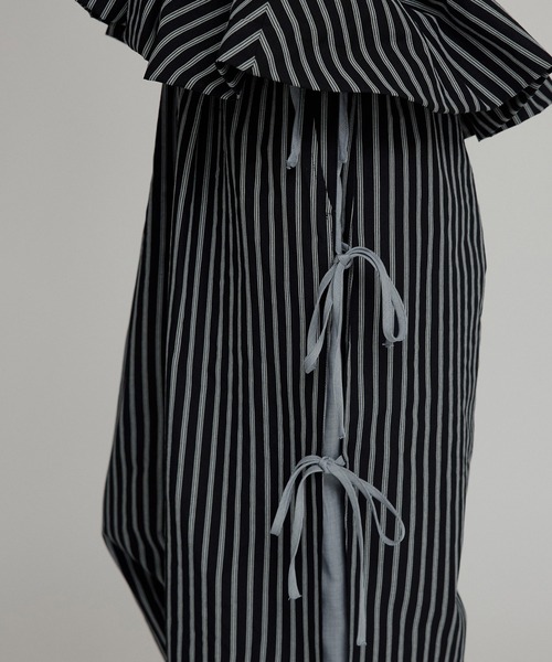 W:Huku(フーク)の「【W:Huku / ブロードストライプ】サイド リボン パンツ / Broad Stripe Side Ribbon Pants(その他パンツ・レディース・ブラック/ブラウン/ブルー/ベージュ・FREE)」の15枚目の写真