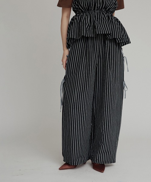 W:Huku(フーク)の「【W:Huku / ブロードストライプ】サイド リボン パンツ / Broad Stripe Side Ribbon Pants(その他パンツ・レディース・ブラック/ブラウン/ブルー/ベージュ・FREE)」の20枚目の写真