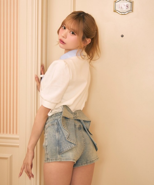 TITTY&CO.(ティティーアンドコー)の「バックリボンラメデニムパンツ(その他パンツ・レディース・ブルー・MEDIUM/SMALL/X-SMALL)」の7枚目の写真