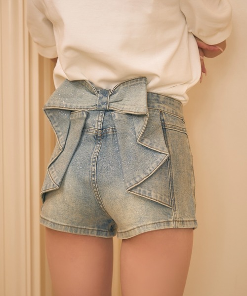 TITTY&CO.(ティティーアンドコー)の「バックリボンラメデニムパンツ(その他パンツ・レディース・ブルー・MEDIUM/SMALL/X-SMALL)」の3枚目の写真