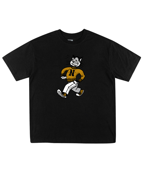 NAVYTEAM(ネイビーチーム)の「ハッピーキャットオリジナル 半袖Tシャツ(8色)(Tシャツ/カットソー・レディース・ネイビー系1/ブラック×ベージュ/グレー系その他2/グレー系その他3/ネイビー系2/ホワイト×ブラウン/ホワイト×グリーン/ブラック×グリーン・SMALL/MEDIUM/LARGE/X-LARGE)」の5枚目の写真