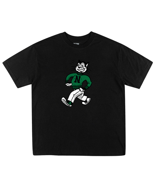 NAVYTEAM(ネイビーチーム)の「ハッピーキャットオリジナル 半袖Tシャツ(8色)(Tシャツ/カットソー・レディース・ネイビー系1/ブラック×ベージュ/グレー系その他2/グレー系その他3/ネイビー系2/ホワイト×ブラウン/ホワイト×グリーン/ブラック×グリーン・SMALL/MEDIUM/LARGE/X-LARGE)」の4枚目の写真
