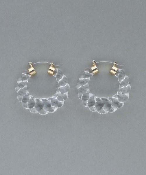abaskdesign(アバスクデザイン)の「クリアツイストフープピアス(ピアス(両耳用)・レディース・クリア/ブルー/ピンク/グリーン/ブラウン・FREE)」の9枚目の写真
