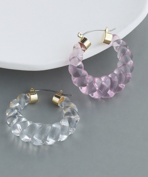 abaskdesign(アバスクデザイン)の「クリアツイストフープピアス(ピアス(両耳用)・レディース・クリア/ブルー/ピンク/グリーン/ブラウン・FREE)」の20枚目の写真