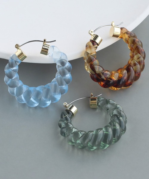 abaskdesign(アバスクデザイン)の「クリアツイストフープピアス(ピアス(両耳用)・レディース・クリア/ブルー/ピンク/グリーン/ブラウン・FREE)」の21枚目の写真