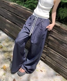 Bicolor wide nylon pants