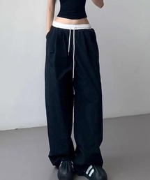 Bicolor wide nylon pants