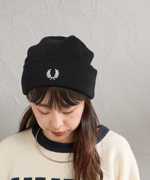 FRED PERRY（フレッドペリー）の「【WEB先行予約】[FRED PERRY/フレッドペリー] クラシック メリノウール ビーニー（ニットキャップ/ビーニー・レディース・ダークブラウン/ブラック・ONE SIZE）」の8枚目の写真
