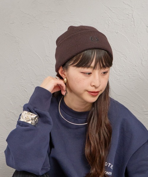 FRED PERRY（フレッドペリー）の「【WEB先行予約】[FRED PERRY/フレッドペリー] クラシック メリノウール ビーニー（ニットキャップ/ビーニー・レディース・ダークブラウン/ブラック・ONE SIZE）」の10枚目の写真