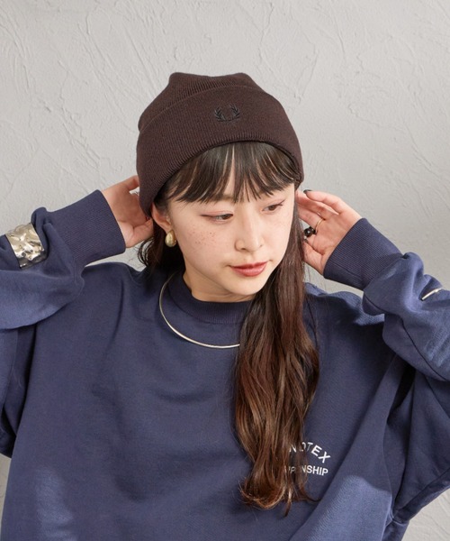 FRED PERRY（フレッドペリー）の「【WEB先行予約】[FRED PERRY/フレッドペリー] クラシック メリノウール ビーニー（ニットキャップ/ビーニー・レディース・ダークブラウン/ブラック・ONE SIZE）」の12枚目の写真
