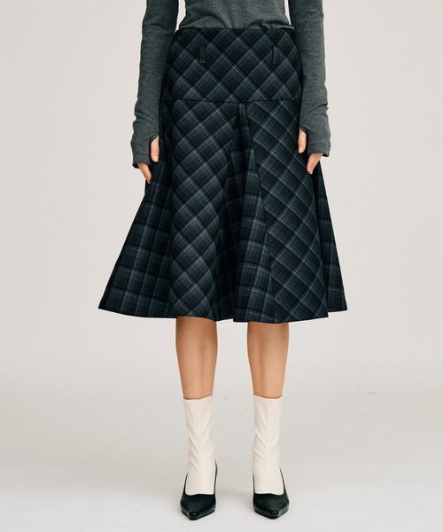 PRANK PROJECT(プランクプロジェクト)の「【2026Autumn Pre-Order】ボンテッドフレアスカート / Bonded Flare Skirt(スカート・レディース・グレー/ネイビー・38/36)」の1枚目の写真