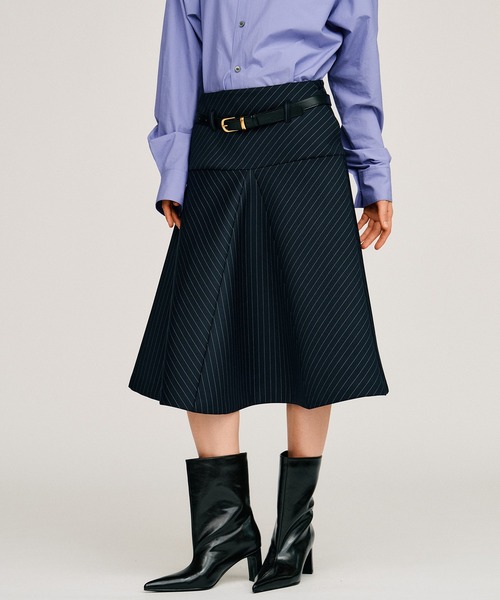 PRANK PROJECT(プランクプロジェクト)の「【2026Autumn Pre-Order】ボンテッドフレアスカート / Bonded Flare Skirt(スカート・レディース・グレー/ネイビー・38/36)」の4枚目の写真