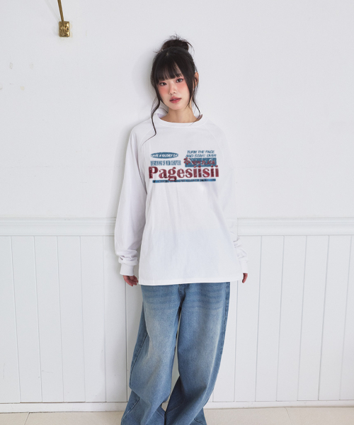 PAGESIISII(ページシシ)の「ヴィンテージブランクプリントオーバーサイズロングスリーブホワイト(Tシャツ/カットソー・レディース・その他・MEDIUM/LARGE)」の3枚目の写真